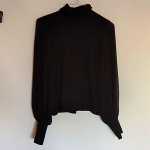 Per Se turtleneck w/ long sheer sleeves
